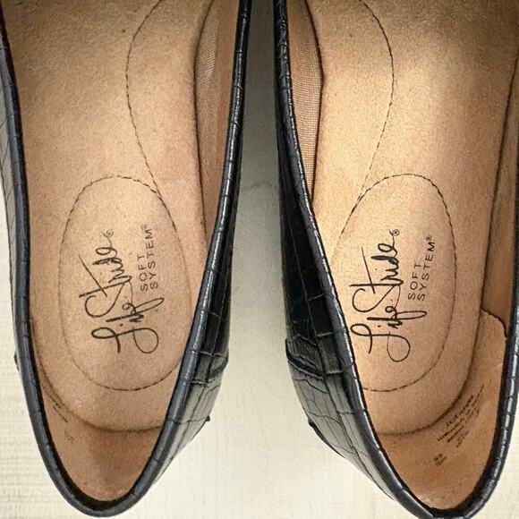 LifeStride Soft System Black Faux Croc Embossed Loafers Women’s Size 8M - Picture 6 of 11